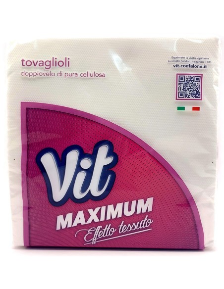 vit maximum tovaglioli doppio velo 38x38cm - 32 pezzi - effetto tessuto: tuttocasashop.it: carta & monouso