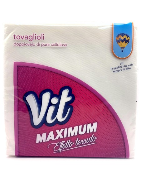 vit maximum tovaglioli doppio velo 38x38cm - 32 pezzi - effetto tessuto: tuttocasashop.it: carta & monouso