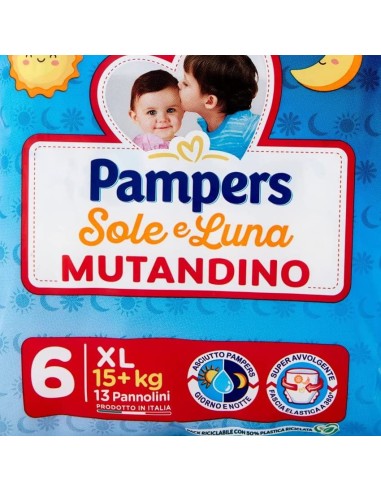 pampers sole e luna mutandino 13 pannolini taglia 6 xl extra large 15+ kg: tuttocasashop.it: igiene e cura della persona
