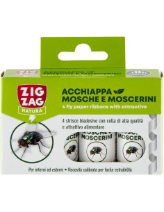 zig zag mosche e moscerini - 4 strisce biadesive con colla e attrattivo: tuttocasashop.it: pulizia e cura della casa