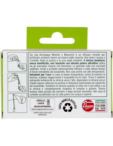 zig zag mosche e moscerini - 4 strisce biadesive con colla e attrattivo: tuttocasashop.it: pulizia e cura della casa