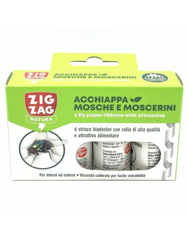 zig zag mosche e moscerini - 4 strisce biadesive con colla e attrattivo: tuttocasashop.it: pulizia e cura della casa
