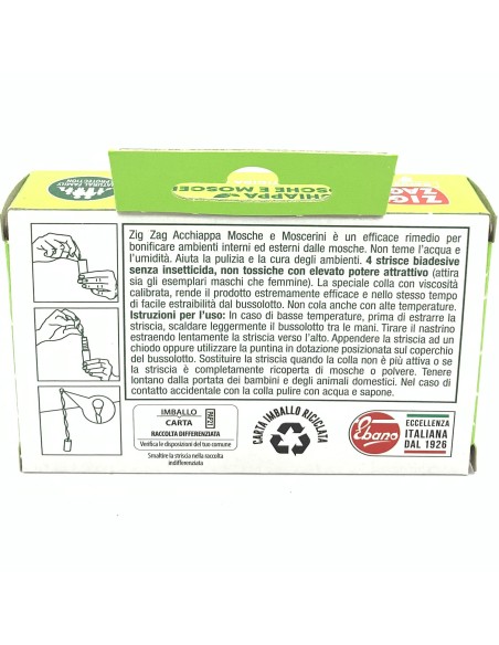 zig zag mosche e moscerini - 4 strisce biadesive con colla e attrattivo: tuttocasashop.it: pulizia e cura della casa