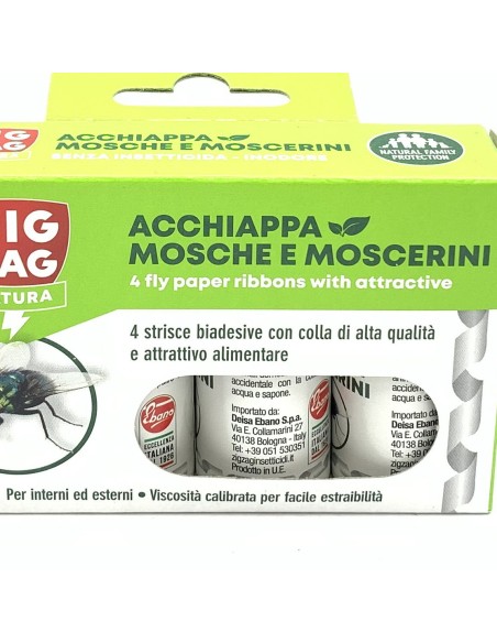 zig zag mosche e moscerini - 4 strisce biadesive con colla e attrattivo: tuttocasashop.it: pulizia e cura della casa