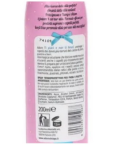 adorn vintage - spray termoprotettivo - 200ml - ti piaci e non ti bruci: tuttocasashop.it: igiene e cura della persona