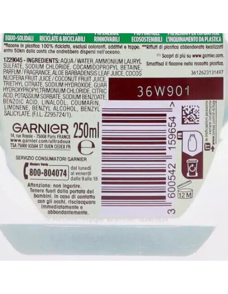 ultra dolce shampoo 250ml idratante - acqua di cocco & aloe vera: tuttocasashop.it: igiene e cura della persona