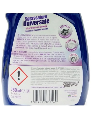 puli re sgrassatore universale spray - 750ml - al profumo di lavanda: tuttocasashop.it: pulizia e cura della casa