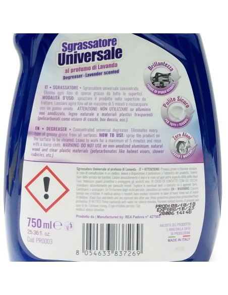 puli re sgrassatore universale spray - 750ml - al profumo di lavanda: tuttocasashop.it: pulizia e cura della casa