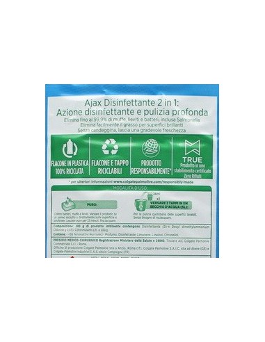 ajax pavimenti detergente liquido - 1250ml - disinfettante: tuttocasashop.it: pulizia e cura della casa