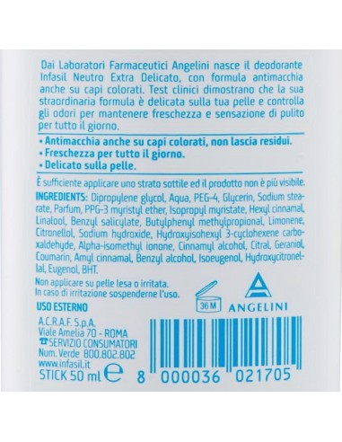 Infasil Deodorante Stick Neutro Extra Delicato 50 ml