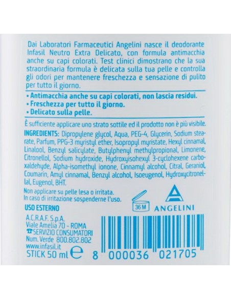 Infasil Deodorante Stick Neutro Extra Delicato 50 ml