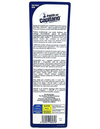 pasta del capitano - 4 testine ricambio per spazzolino elettrico - inn-90801: tuttocasashop.it: igiene e cura della persona