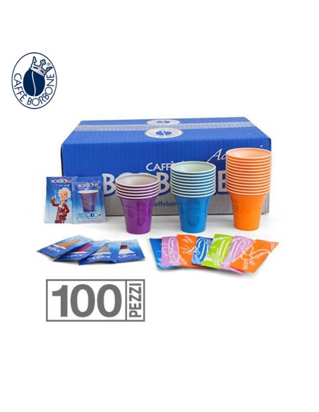 borbone 100 kit caffe' - bicchieri + bustine zucchero + palette imbustate: tuttocasashop.it: altro - bazar
