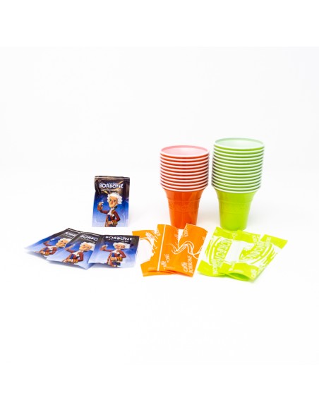 borbone 100 kit caffe' - bicchieri + bustine zucchero + palette imbustate: tuttocasashop.it: altro - bazar
