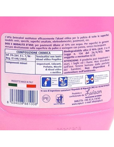 ce' piu' deteralcol prufumato - 1 litro - sostituisce l'acool etilico: tuttocasashop.it: pulizia e cura della casa