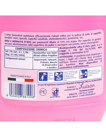 ce' piu' deteralcol prufumato - 1 litro - sostituisce l'acool etilico: tuttocasashop.it: pulizia e cura della casa