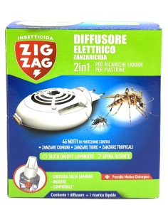 zig zag diffusore elettrico zanzaricida - con ricarica liquida 45 notti: tuttocasashop.it: pulizia e cura della casa