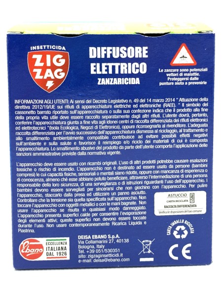 zig zag diffusore elettrico zanzaricida - con ricarica liquida 45 notti: tuttocasashop.it: pulizia e cura della casa