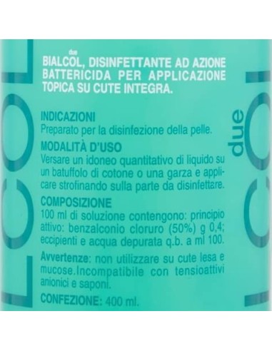 bialcol due disinfettante per cute e detersione ferite - 400ml - battericida: tuttocasashop.it: igiene e cura della persona