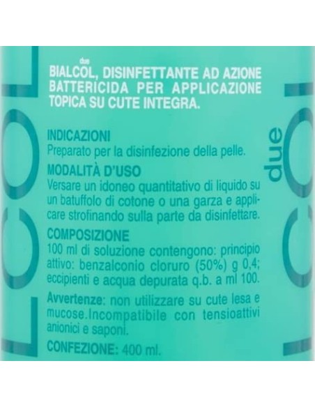 bialcol due disinfettante per cute e detersione ferite - 400ml - battericida: tuttocasashop.it: igiene e cura della persona