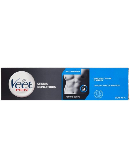 Veet Men Crema Depilatoria Uomo 200 ml Pelli Sensibili