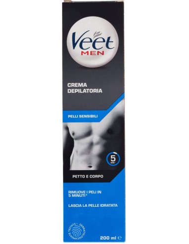 Veet Men Crema Depilatoria Uomo 200 ml Pelli Sensibili