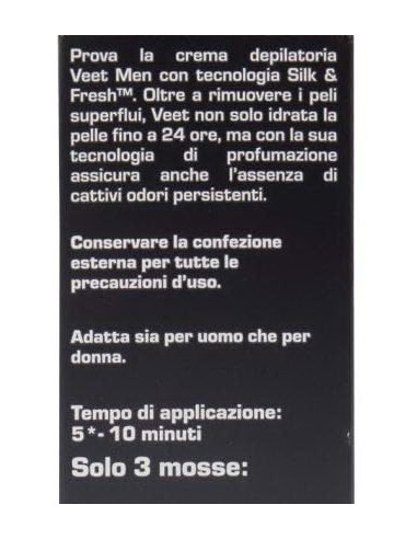 Veet Men Crema Depilatoria Uomo 200 ml Pelli Sensibili