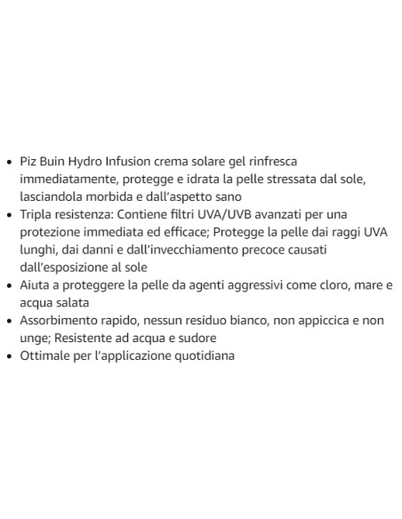 piz buin hydro infusion sun gel cream 150ml spf30 rinfresca protegge idrata: tuttocasashop.it: igiene e cura della persona