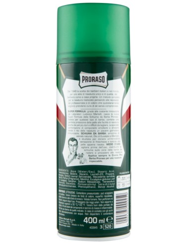 proraso schiuma da barba 400ml - rinfrescante tonificante eucalipto mentolo: tuttocasashop.it: igiene e cura della persona