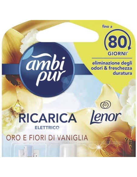 ambipur deodorante ambienti elettrico - 20ml 80 giorni - ricarica - vaniglia: tuttocasashop.it: pulizia e cura della casa