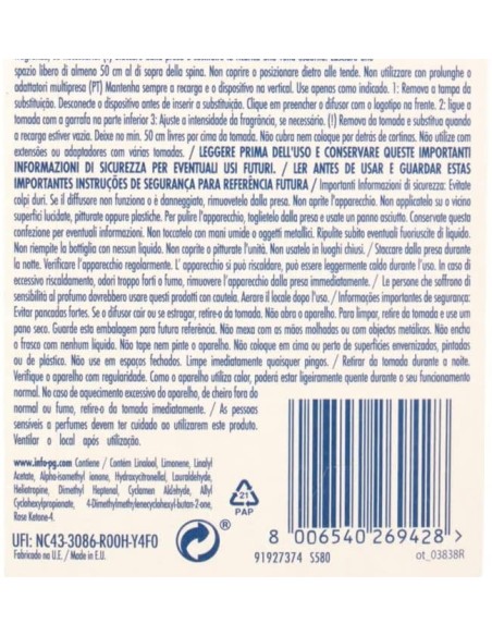 ambipur deodorante ambienti elettrico - 20ml 80 giorni - ricarica - vaniglia: tuttocasashop.it: pulizia e cura della casa
