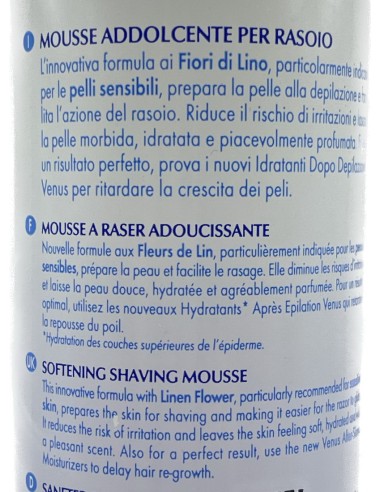 venus mousse addolcente per depilazione con rasoio - 200ml - fior di lino: tuttocasashop.it: igiene e cura della persona