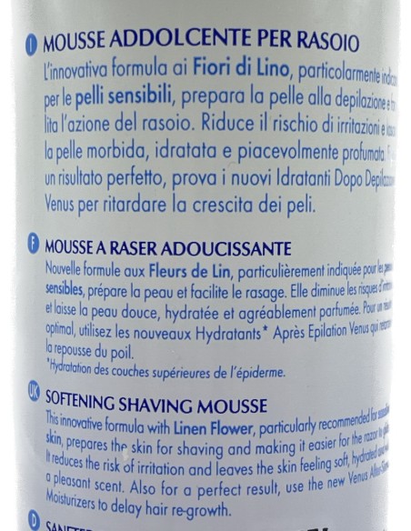 venus mousse addolcente per depilazione con rasoio - 200ml - fior di lino: tuttocasashop.it: igiene e cura della persona