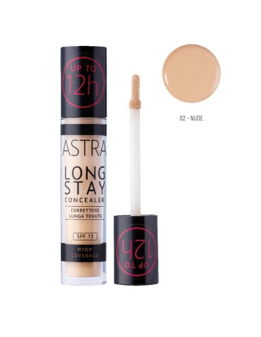 astra long stay concealer - correttore lunga tenuta - spf15 - 02n - nude: tuttocasashop.it: igiene e cura della persona