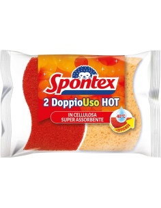 spontex doppiouso hot 2 spugne con abrasivo in cellulosa super assorbente: tuttocasashop.it: pulizia e cura della casa