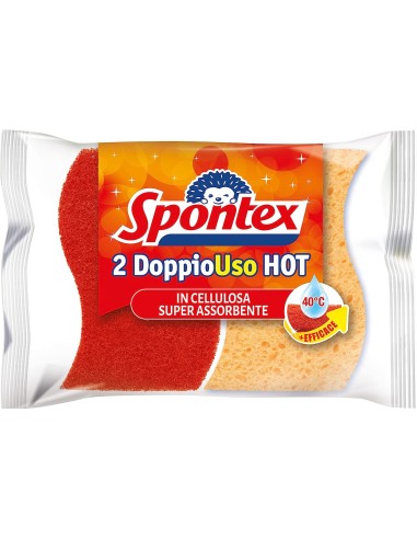 spontex doppiouso hot 2 spugne con abrasivo in cellulosa super assorbente: tuttocasashop.it: pulizia e cura della casa