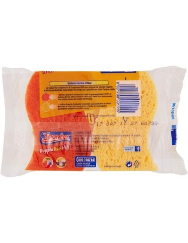 spontex doppiouso hot 2 spugne con abrasivo in cellulosa super assorbente: tuttocasashop.it: pulizia e cura della casa