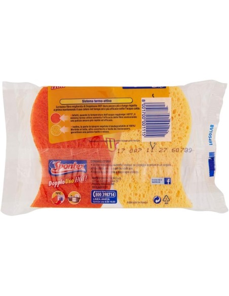 spontex doppiouso hot 2 spugne con abrasivo in cellulosa super assorbente: tuttocasashop.it: pulizia e cura della casa