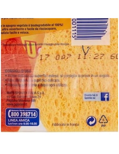 spontex doppiouso hot 2 spugne con abrasivo in cellulosa super assorbente: tuttocasashop.it: pulizia e cura della casa