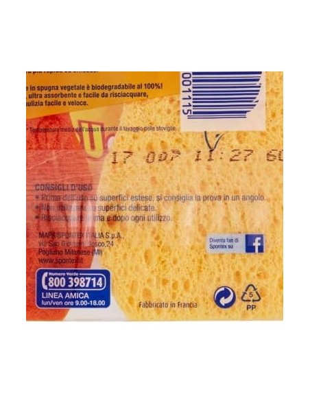spontex doppiouso hot 2 spugne con abrasivo in cellulosa super assorbente: tuttocasashop.it: pulizia e cura della casa
