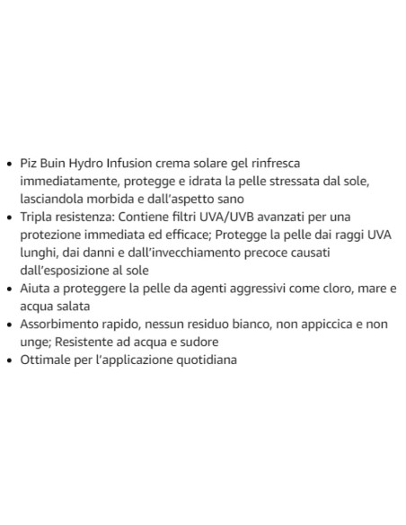 piz buin hydro infusion sun gel cream 150ml spf50 rinfresca protegge idrata: tuttocasashop.it: igiene e cura della persona