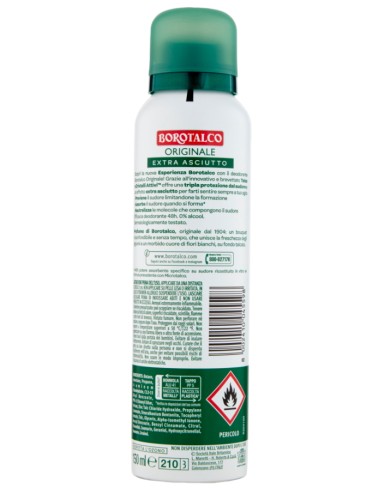 borotalco deodorante spray 150ml - original 48h - talco a cristalli attivi: tuttocasashop.it: igiene e cura della persona