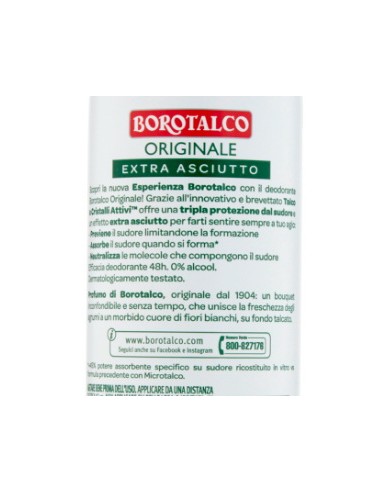 borotalco deodorante spray 150ml - original 48h - talco a cristalli attivi: tuttocasashop.it: igiene e cura della persona