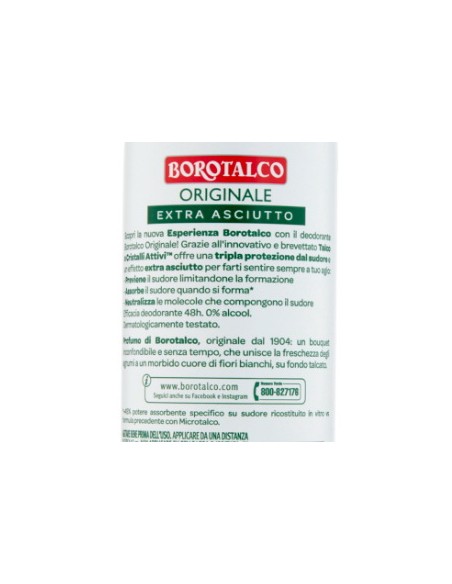 borotalco deodorante spray 150ml - original 48h - talco a cristalli attivi: tuttocasashop.it: igiene e cura della persona