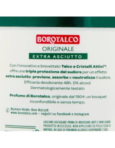borotalco deodorante stick 40ml - original 48h - talco a cristalli attivi: tuttocasashop.it: igiene e cura della persona