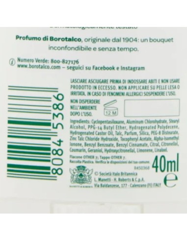 borotalco deodorante stick 40ml - original 48h - talco a cristalli attivi: tuttocasashop.it: igiene e cura della persona