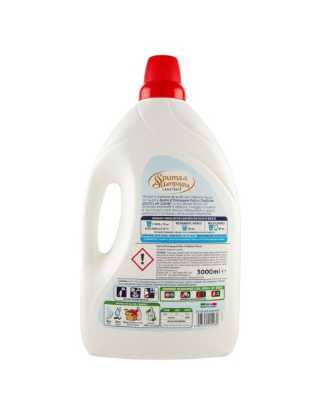 spuma di sciampagna detersivo lavatrice - 60 lavaggi - 3l - color: tuttocasashop.it: prodotti per bucato e tessuti