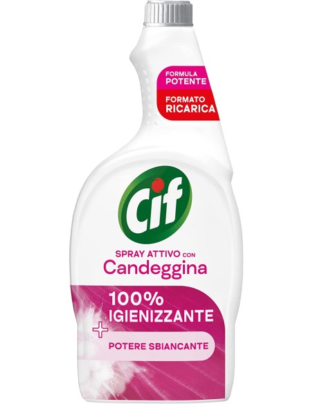 cif spray ricarica - 650ml - attivo con candeggina - 100% igienizzante: tuttocasashop.it: pulizia e cura della casa