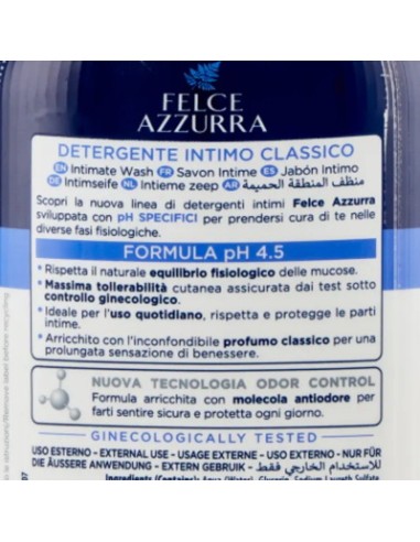 felce azzurra detergente intimo - 250ml - classico ph 4.5 igiene quotidiana: tuttocasashop.it: igiene e cura della persona