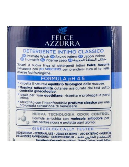 felce azzurra detergente intimo - 250ml - classico ph 4.5 igiene quotidiana: tuttocasashop.it: igiene e cura della persona